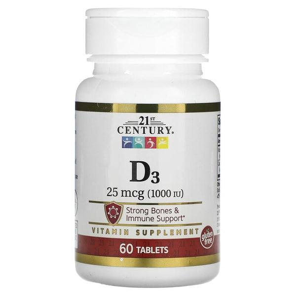 21st Century, D3, 25 mcg (1000 IU), 60 Tablets