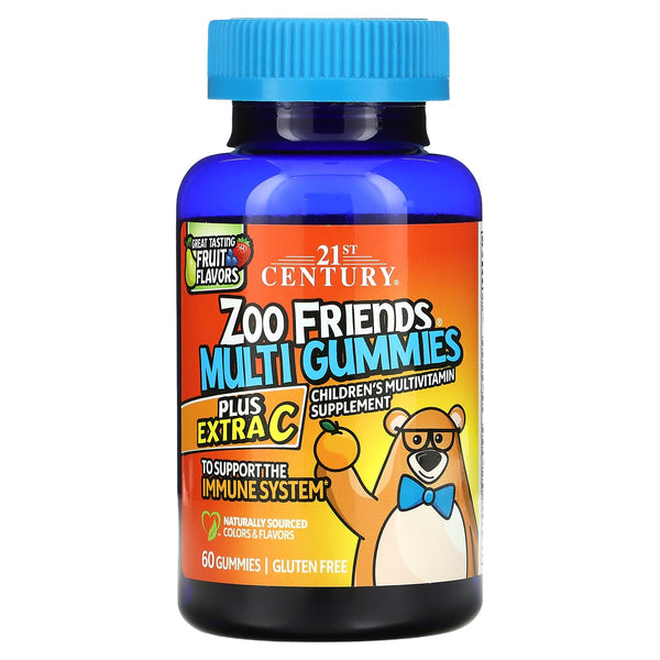 21st Century, Zoo Friends Multi Gummies, Plus Extra C, Great Tasting Fruit, 60 Gummies