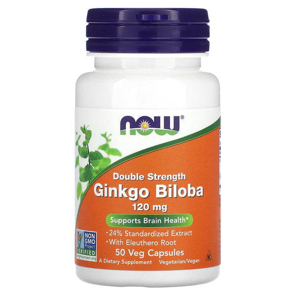 NOW Foods, Ginkgo Biloba, Double Strength, 120 mg, 50 Veg Capsules