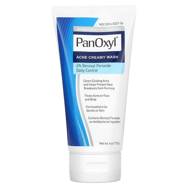 PanOxyl, Acne Creamy Wash, Benzoyl Peroxide 4% Daily Control, 6 oz (170 g)