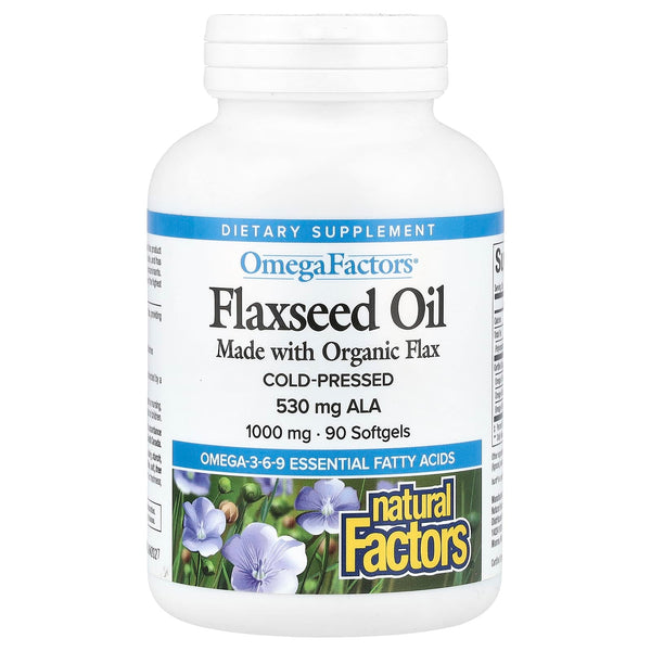 Natural Factors, OmegaFactors, Flaxseed Oil, 1,000 mg, 90 Softgels