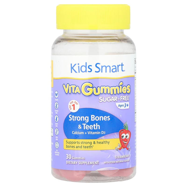 Kids Smart, Kids Smart, Calcium + Vitamin D3, Ages 3+, Strawberry, 30 Gummies