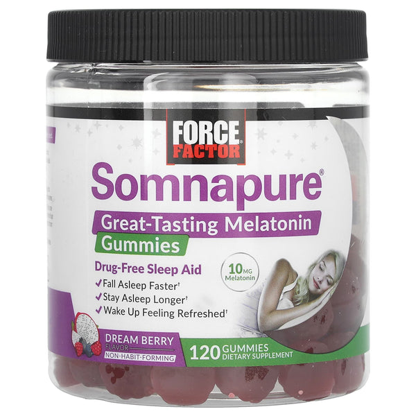 Force Factor, Somnapure Gummies, Melatonin, Dream Berry, 10 mg, 120 Gummies (5 mg per Gummy)