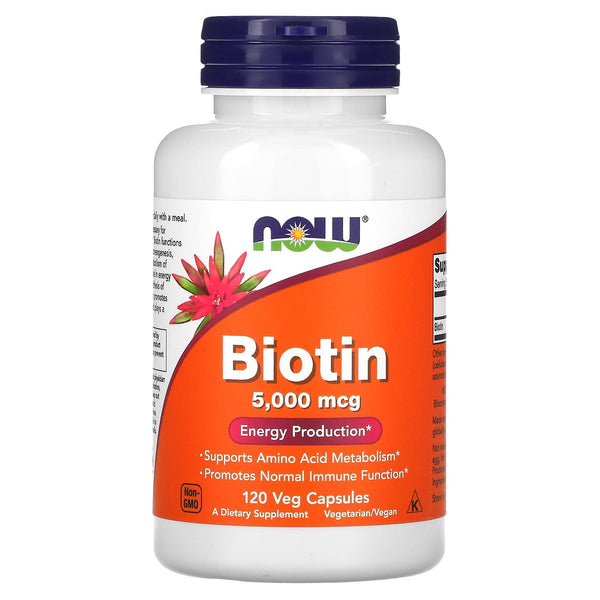 NOW Foods, Biotin, 5,000 mcg, 120 Veg Capsules