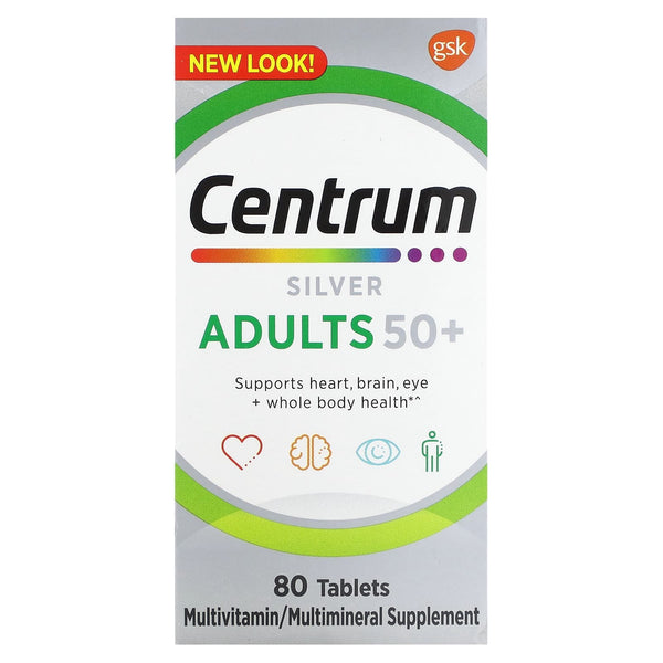 Centrum, Silver, Adults 50+, 80 Tablets