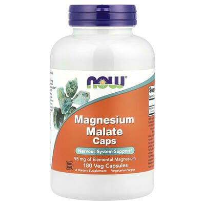 NOW Foods, Magnesium Malate Caps, 180 Veg Capsules