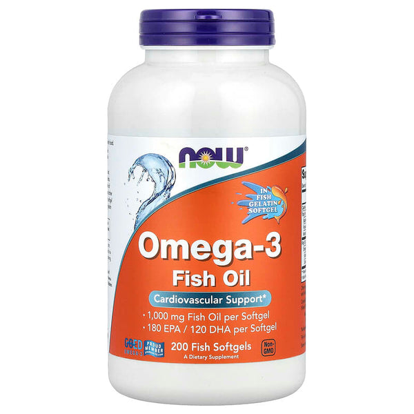 NOW Foods, Omega-3 Fish Oil, 1000 mg, 200 Fish Softgels