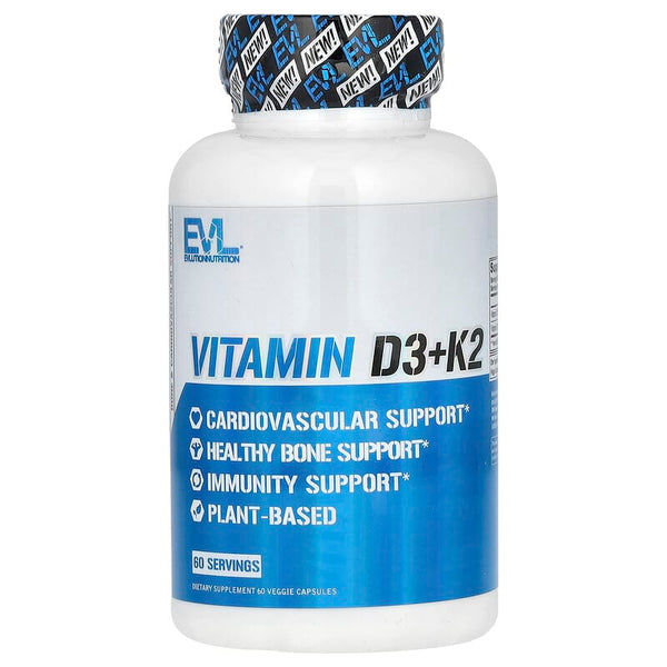 EVLution Nutrition, Vitamin D3+K2, 60 Veggie Capsules