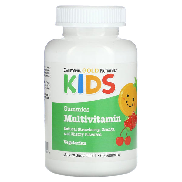 California Gold Nutrition, Kid's Multivitamin Gummies, Strawberry, Orange, and Cherry Flavors, 60 Gummies