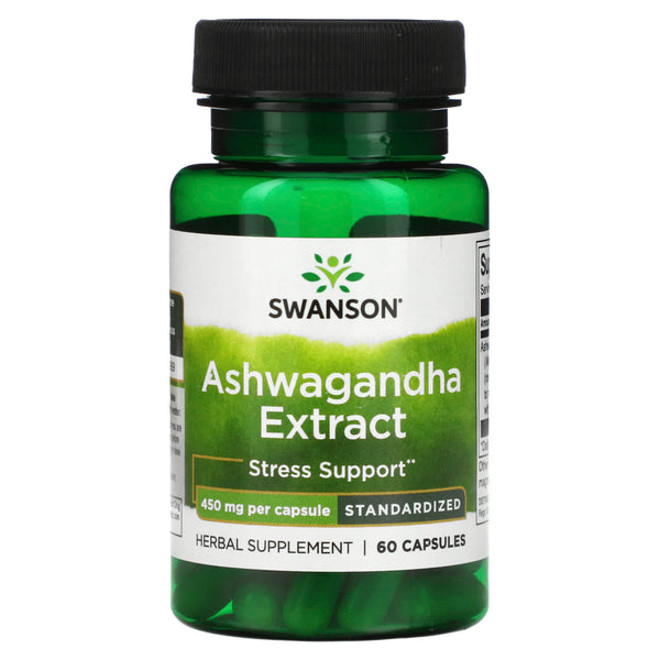 Swanson, Ashwagandha Extract, Standardized, 450 mg, 60 Capsules