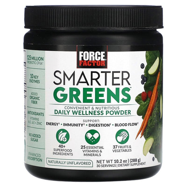 Force Factor, Smarter Greens, Daily Wellness Powder, Naturally Unflavored, 288 g