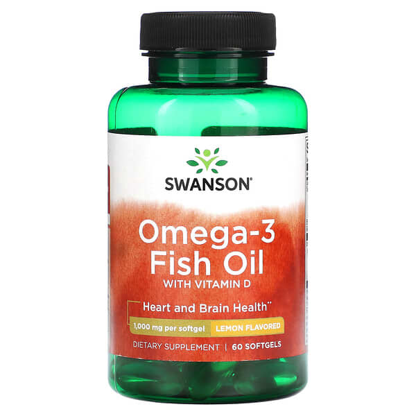 Swanson, Omega-3 Fish Oil, Lemon, 60 Softgels