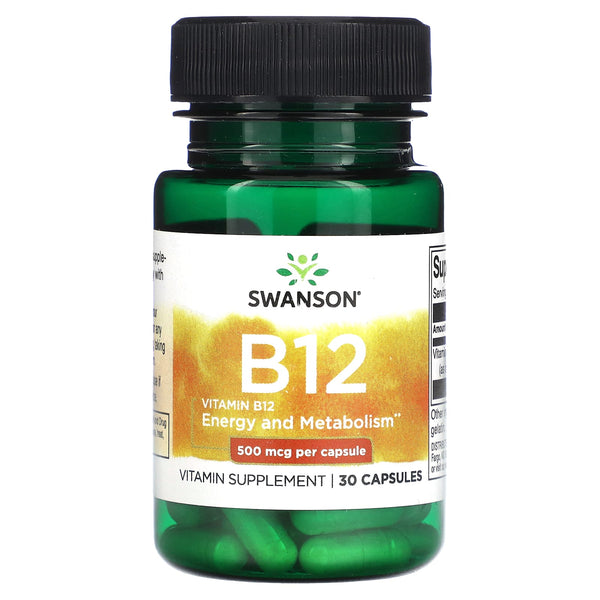 Swanson, Vitamin B12, 500 mcg, 30 Capsules